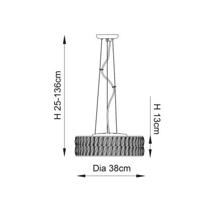 Endon 76513 - VERINA LED-riippuvalaisin vaijerilla, 5 x 5 W, 230 V, kiiltävä kromi