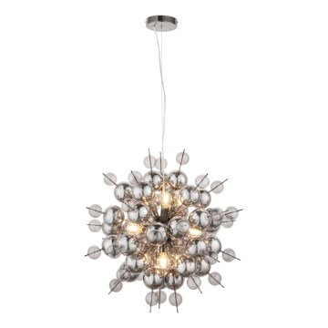 Endon 81583 - JOULES riippuvalaisin köydellä, 9×E14/7W/230V, kiiltävä kromi/savunharmaa