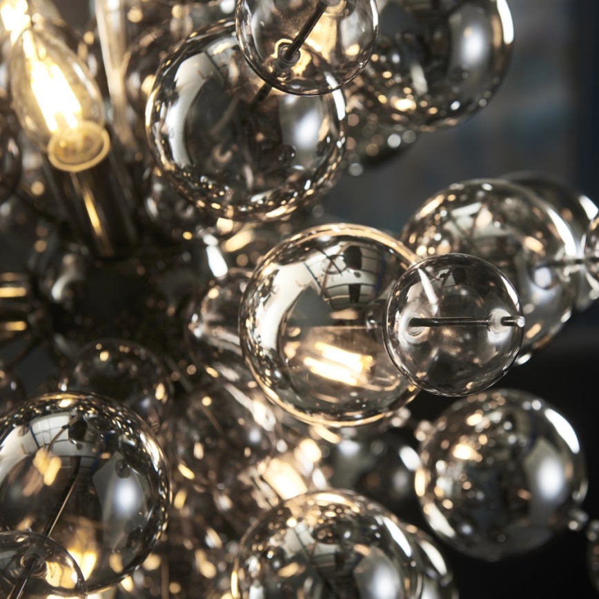 Endon 81583 - JOULES riippuvalaisin köydellä, 9×E14/7W/230V, kiiltävä kromi/savunharmaa