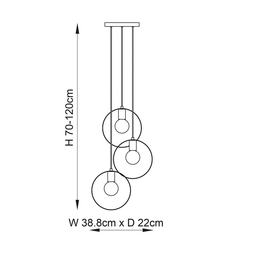 Endon 81922 - Riippuvalaisin vaijerilla HOOP 3xE27/40W/230V kultainen/kupari/mattakromi