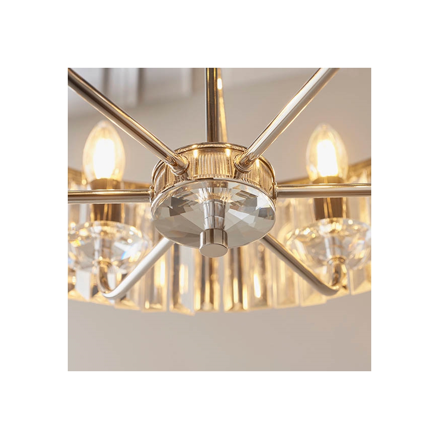 Endon 90263 - CHESTERFIELD kruunuvalaisin ketjulla 6xE14/6W/230V Ø 55 cm kiiltävä kromi