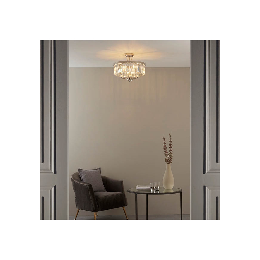 Endon 90264 - Pintakiinnitteinen kattokruunu CHESTERFIELD 3xE14/6W/230V, halkaisija 45 cm, kiiltävä kromi