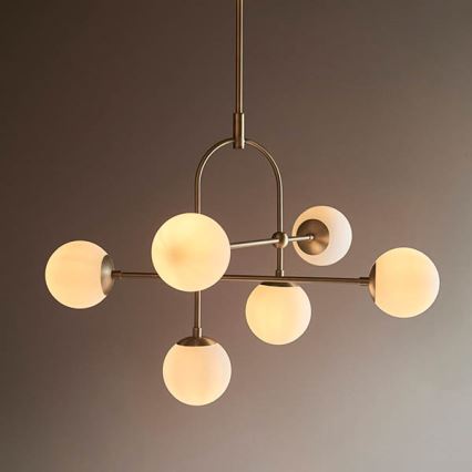 Endon 90842 - ONTARIO kattokruunu varrella 6xE14/7W/230V messinki/valkoinen