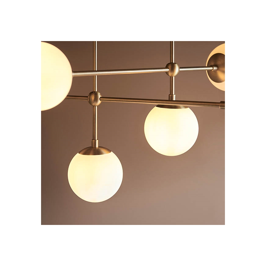 Endon 90842 - ONTARIO kattokruunu varrella 6xE14/7W/230V messinki/valkoinen