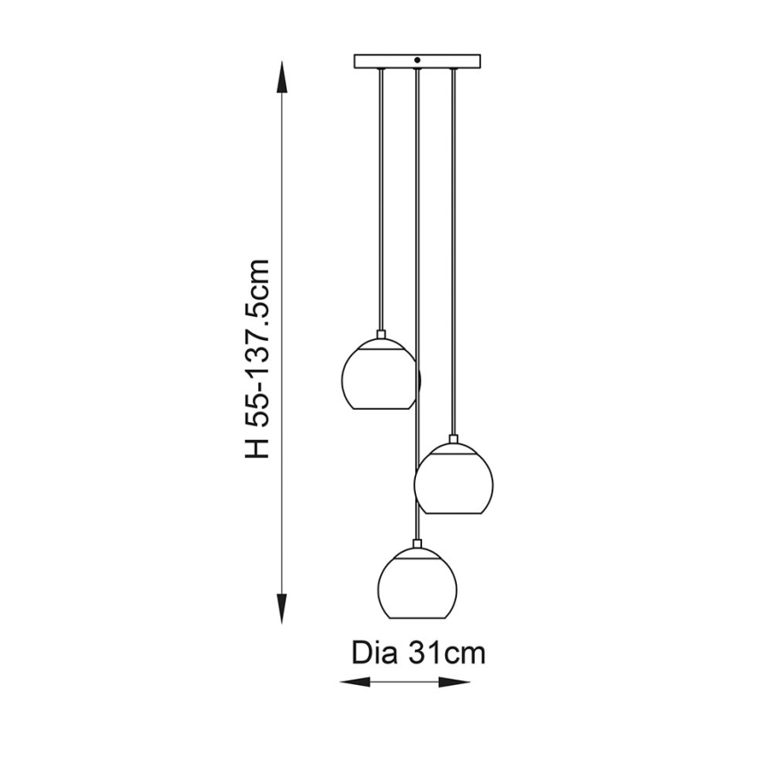 Endon 91971 - Riippuvalaisin kaapelilla DIMPLE 3xE14/25W/230V kultainen/savunbeige