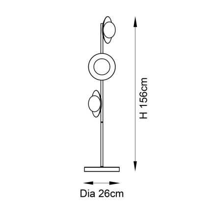 Endon 92039 - Lattialamppu RUFFLE 3xG9/3W/230V musta/kulta