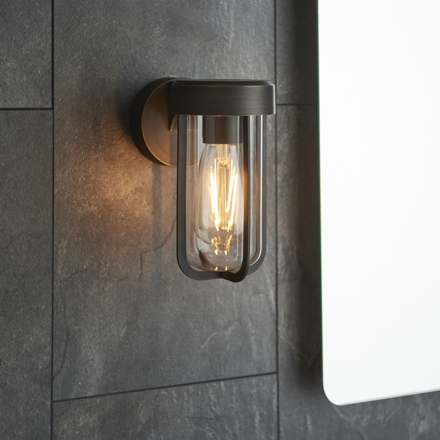 Endon 92857 - Kylpyhuoneen seinävalaisin 1xE27/6W/230V IP44 pronssi/musta