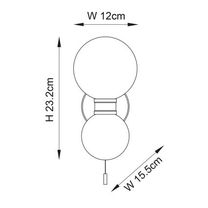Endon 93523 - Kylpyhuoneen seinävalaisin PULSA 2xG9/3W/230V IP44 musta/valkoinen