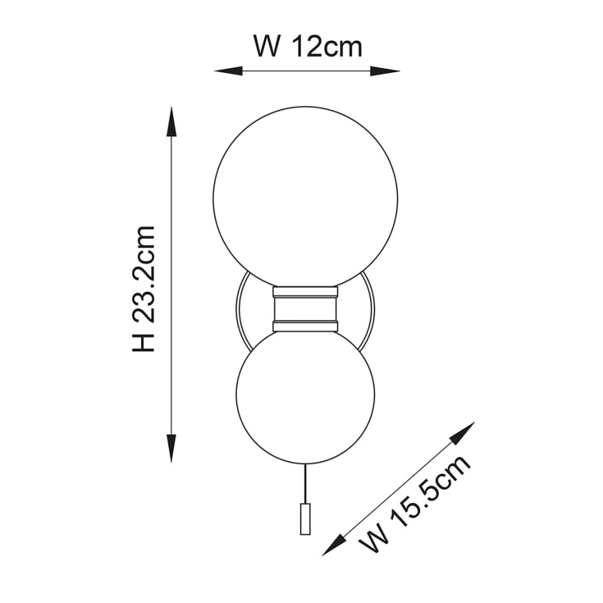 Endon 93523 - Kylpyhuoneen seinävalaisin PULSA 2xG9/3W/230V IP44 musta/valkoinen
