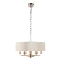 Endon 94357 - Ketjulla varustettu kattokruunu HIGHCLERE 6xE14/40W/230V halkaisija 55 cm beige/mattakromi