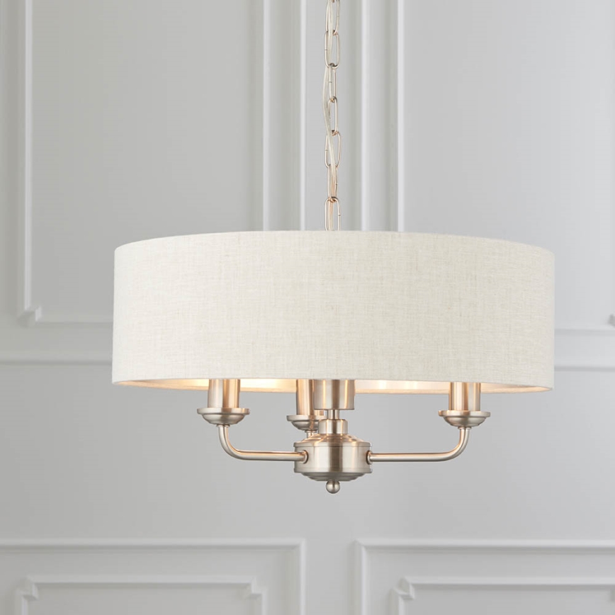 Endon 94361 - Kattokruunu ketjussa HIGHCLERE 3xE14/40W/230V beige/mattakromi halkaisija 45 cm