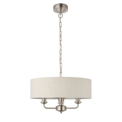 Endon 94361 - Kattokruunu ketjussa HIGHCLERE 3xE14/40W/230V beige/mattakromi halkaisija 45 cm