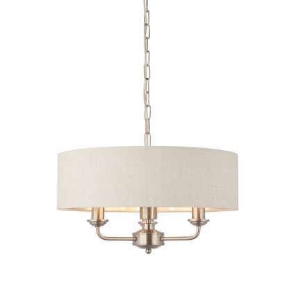 Endon 94361 - Kattokruunu ketjussa HIGHCLERE 3xE14/40W/230V beige/mattakromi halkaisija 45 cm