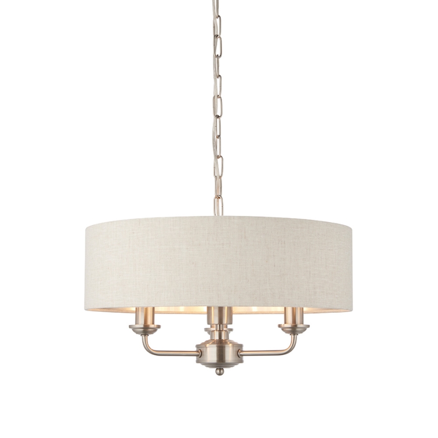 Endon 94361 - Kattokruunu ketjussa HIGHCLERE 3xE14/40W/230V beige/mattakromi halkaisija 45 cm
