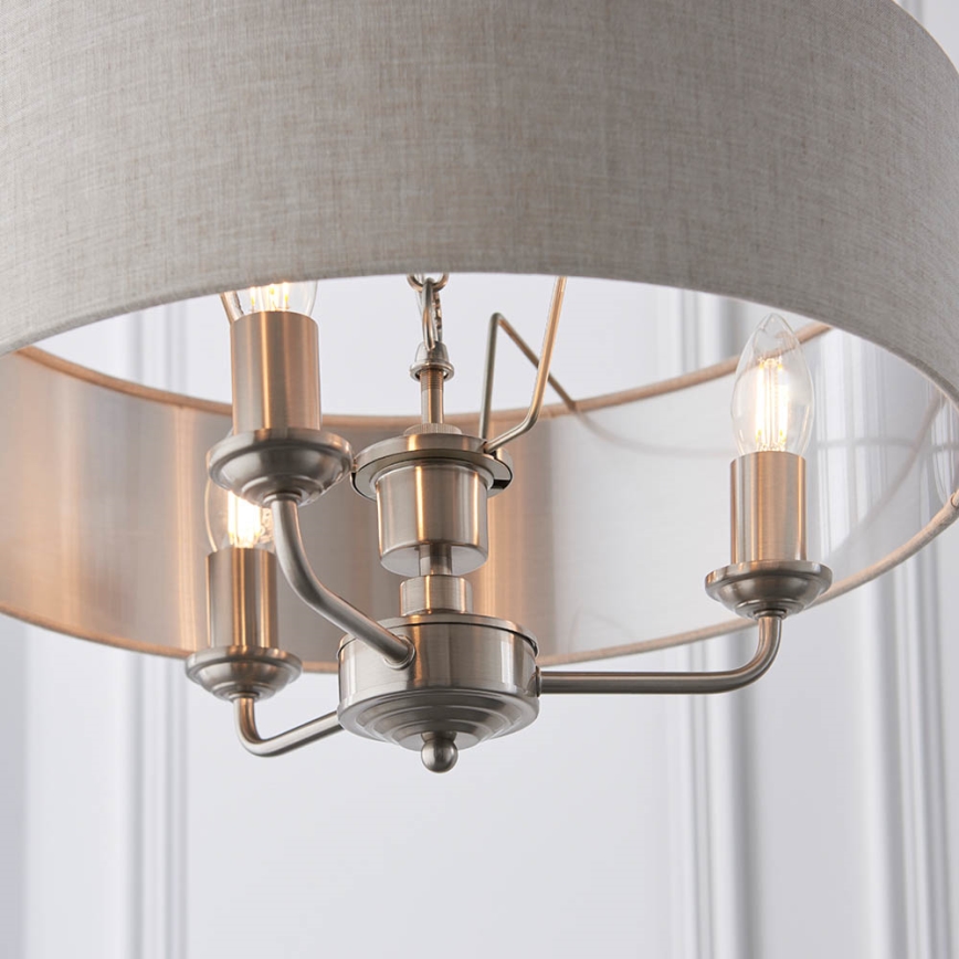 Endon 94361 - Kattokruunu ketjussa HIGHCLERE 3xE14/40W/230V beige/mattakromi halkaisija 45 cm