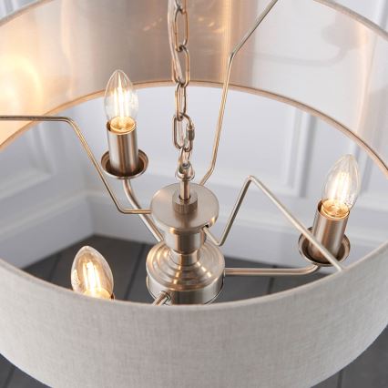 Endon 94361 - Kattokruunu ketjussa HIGHCLERE 3xE14/40W/230V beige/mattakromi halkaisija 45 cm