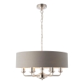 Endon 94373 - Kattokruunu ketjussa HIGHCLERE 6xE14/40W/230V harmaa/kiiltävä kromi halkaisija 35 cm