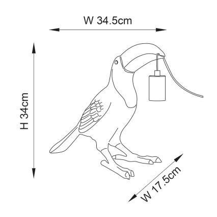 Endon 95077 - Pöytävalaisin TOCO TOUCAN 1xE27/10W/230V kulta