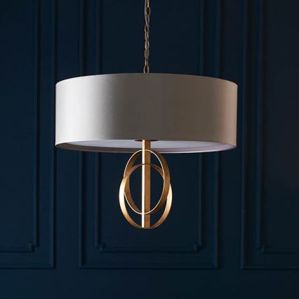 Endon 95211 - Ketjulla roikkuva kattokruunu 5×E27/10W/230V, Ø 70 cm, harmaa/messinki