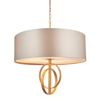 Endon 95211 - Ketjulla roikkuva kattokruunu 5×E27/10W/230V, Ø 70 cm, harmaa/messinki