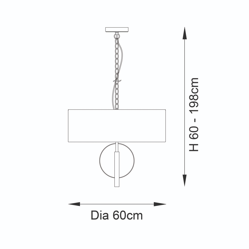 Endon 95212 - Ketjulla ripustettava kattokruunu 3xE27/10W/230V halkaisija 60 cm harmaa/messinki