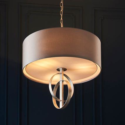 Endon 95216 - Riippuvalaisin ketjulla 3xE27/10W/230V Ø 60 cm harmaa