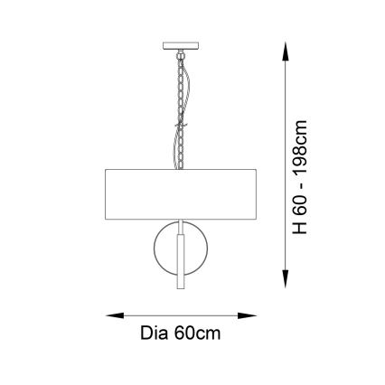 Endon 95216 - Riippuvalaisin ketjulla 3xE27/10W/230V Ø 60 cm harmaa