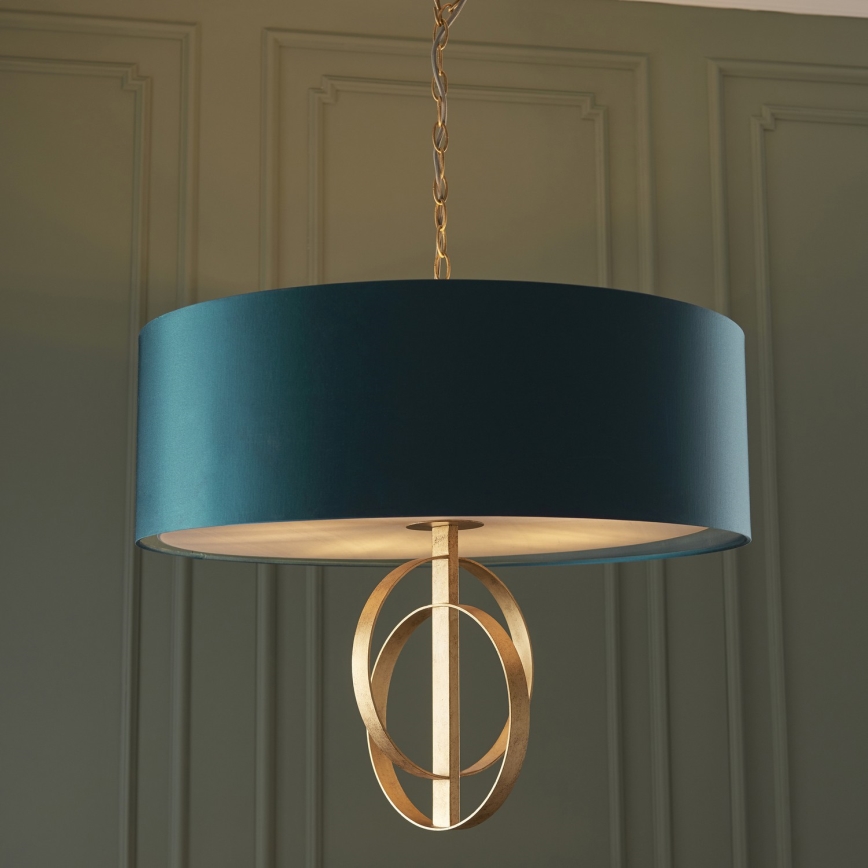 Endon 95219 - Kattokruunu ketjulla 5xE27/10W/230V, halkaisija 70 cm, sininen/messinki
