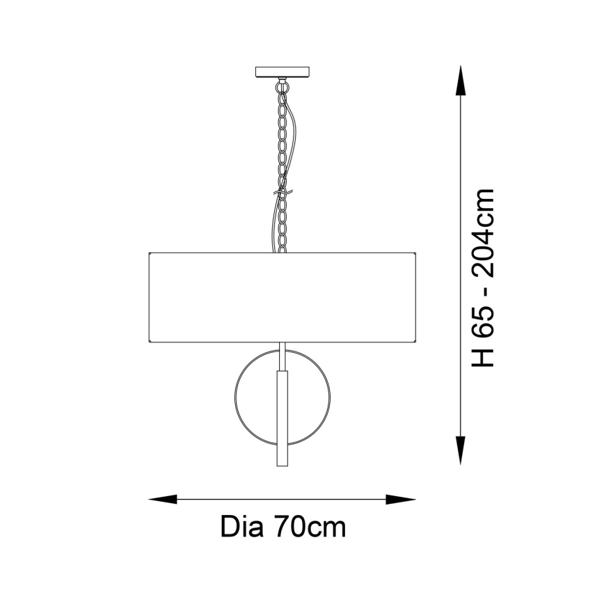 Endon 95219 - Kattokruunu ketjulla 5xE27/10W/230V, halkaisija 70 cm, sininen/messinki
