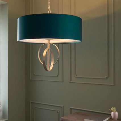 Endon 95223 - Riippuvalaisin ketjulla, 5× E27 (10 W/lamppu), 230 V, Ø 70 cm, sininen/harmaa