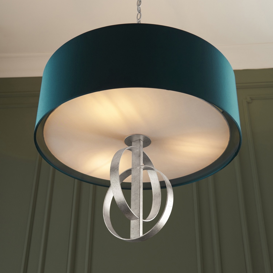 Endon 95224 - Riippuvalaisin ketjulla 3xE27/10W/230V halkaisija 60 cm sininen/harmaa
