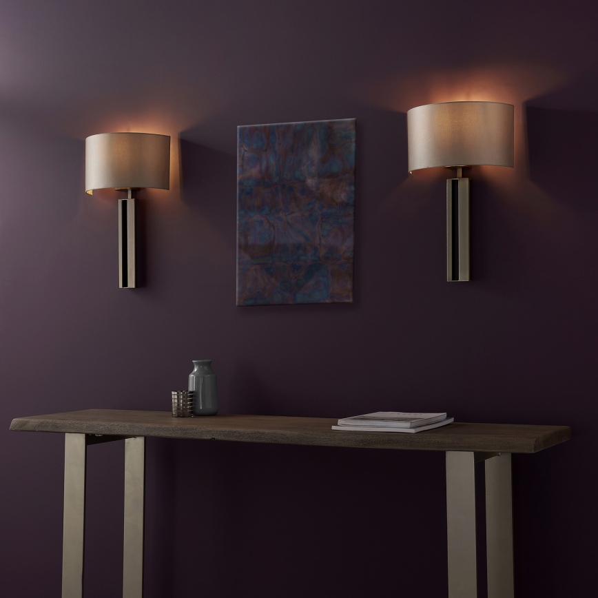 Endon 95449 - Seinävalaisin 1xE27/10W/230V beige/mattakromi