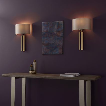 Endon 95452 - Seinävalaisin 1xE27/10W/230V beige/kultainen