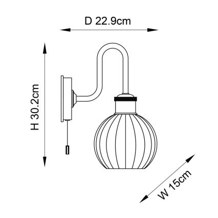 Endon 95507 - Kylpyhuoneen seinävalaisin KENDALL 1xE27/10W/230V IP44 messinki