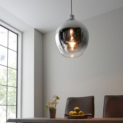 Endon 96442 - Kattokruunu johdossa PANTHER 1xE27/10W/230V kiiltävä kromi/savuinen