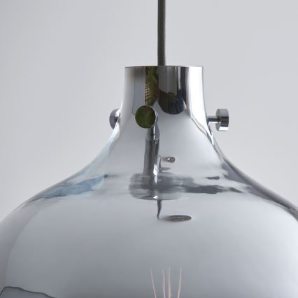 Endon 96442 - Kattokruunu johdossa PANTHER 1xE27/10W/230V kiiltävä kromi/savuinen