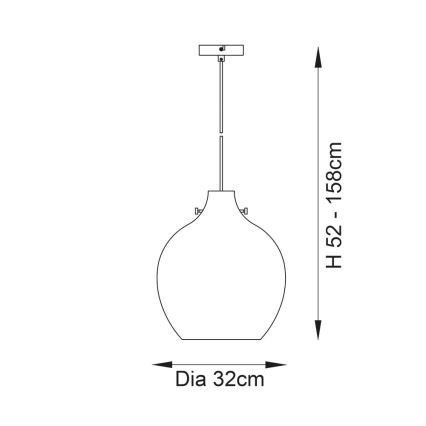 Endon 96442 - Kattokruunu johdossa PANTHER 1xE27/10W/230V kiiltävä kromi/savuinen