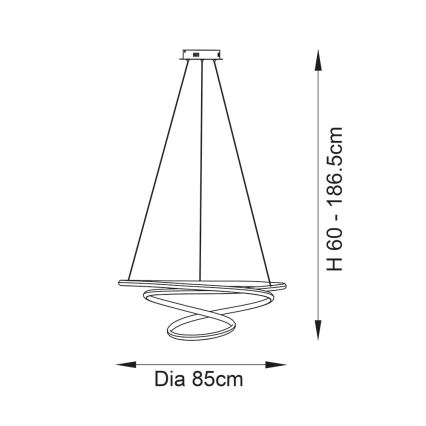 Endon 97639 - LED-himmennettävä vaijeririippuvalaisin TWIRL LED/88W/230V 3000K kultainen