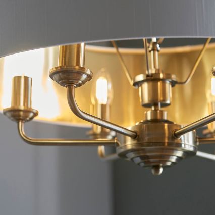 Endon 98933 - Kattokruunu ketjussa HIGHCLERE 6xE14/40W/230V valkoinen/messinki halkaisija 55 cm
