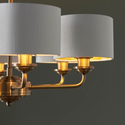 Endon 98936 - Kattokruunu ketjussa HIGHCLERE 6xE14/28W/230V valkoinen/messinki