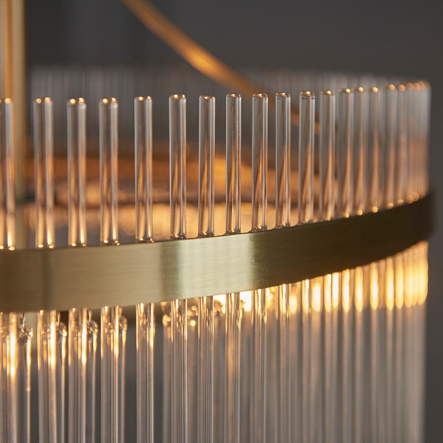 Endon 99167 - Kattokruunu ketjussa MARIETTA 3xE14/7W/230V messinki/läpinäkyvä