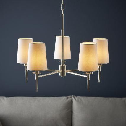Endon 99457 - Ketjullinen kattokruunu 5xE14/6W/230V kiiltävä kromi/valkoinen