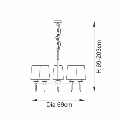 Endon 99458 - Kattokruunu ketjulla 5xE14/6W/230V kulta/valkoinen