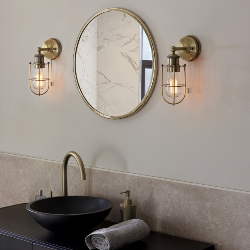 Endon 99952 - Kylpyhuoneen seinävalaisin CREW 1xE27/6W/230V IP44 messinki