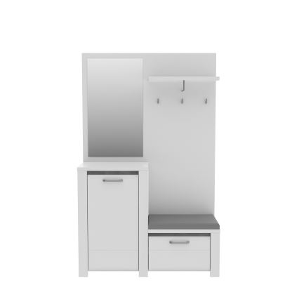 Eteismoduuli HIRO peilillä, valkoinen/harmaa