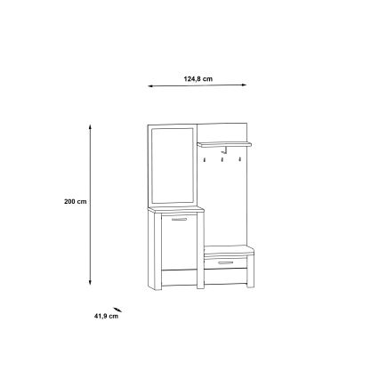 Eteismoduuli HIRO peilillä, valkoinen/harmaa
