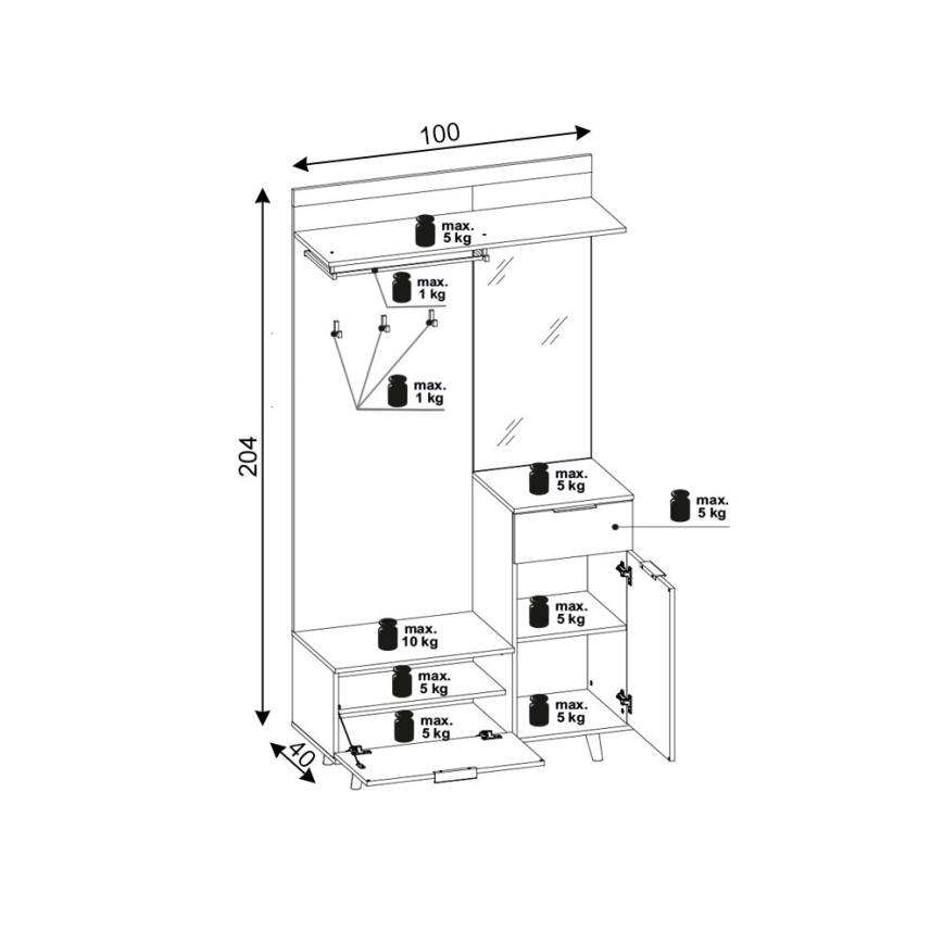 Eteismoduuli SVEN peilillä, ruskea/grafiitti