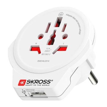 Euroopan USB-matka-adapteri ulkomaisille vierailijoille Tšekissä, USB-A 12 W, tyyppi E/F