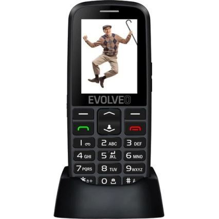 Evolveo - EasyPhone EG 2G matkapuhelin senioreille, musta