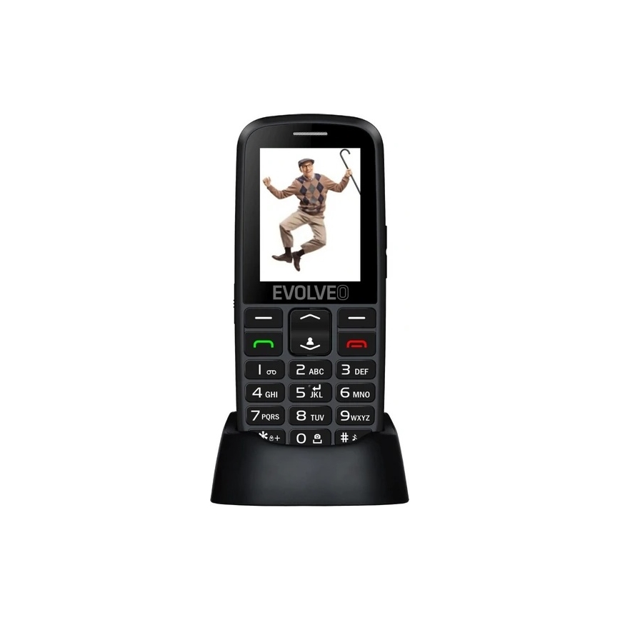 Evolveo - EasyPhone EG 2G matkapuhelin senioreille, musta